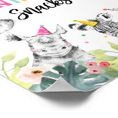 アニマルスナックサインサファリ動物誕生日テーブル ポスター (角)