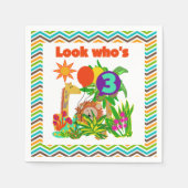 アニマルズサファリ3rd誕生日紙ナプキンス スタンダードカクテルナプキン (正面)