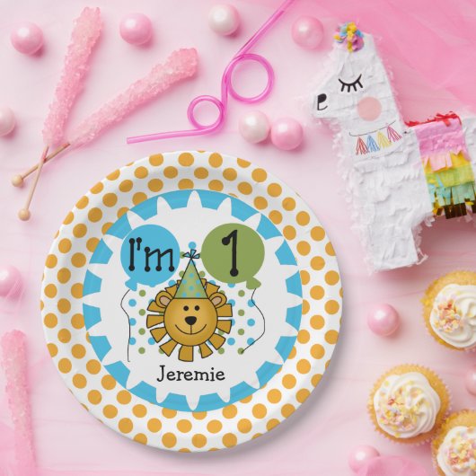 アニマルズサーカスライオン1st誕生日紙プレート ペーパープレート (パーティー)