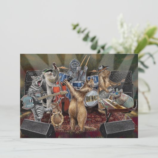 アニマルズバンド動物のミュージシャン演奏 サンキューカード (スタンド正面)