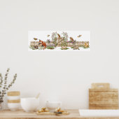 アニマルズバードビーピケットフェンスフローラ園 ポスター (キッチン)