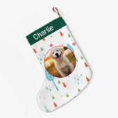 アニマルズラバークリスマス名前をカスタムする&フォトグリーン スモールクリスマスストッキング (裏面 (吊り時))