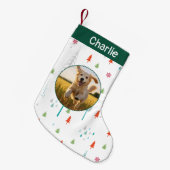 アニマルズラバークリスマス名前をカスタムする&フォトグリーン スモールクリスマスストッキング (正面 (吊り時))