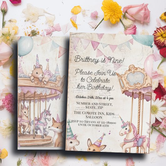 アニマルズ9th誕生日パーティー付き素敵なジャーナル・ページ 招待状