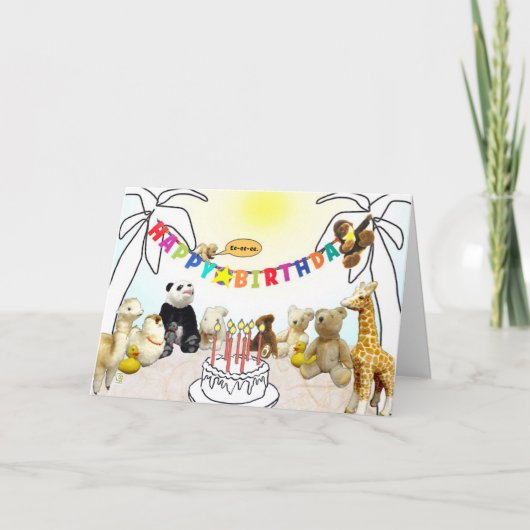 アニマルセブンキャンドル誕生日カード サンキューカード (正面)