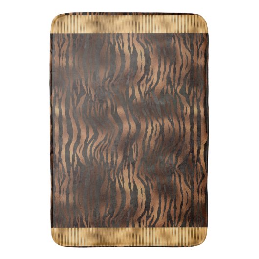 アニマルタイガープリント金ゴールドエレガントメタリックグラム バスマット (正面縦)