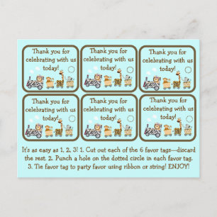 アニマルトレインベビーシャワーパーティー好意ラベル ポストカード