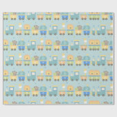 アニマルトレインボーイ赤ちゃんシャワーグリーンブルー ラッピングペーパー (フラット)