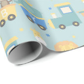 アニマルトレインボーイ赤ちゃんシャワーグリーンブルー ラッピングペーパー (ロールコーナー)