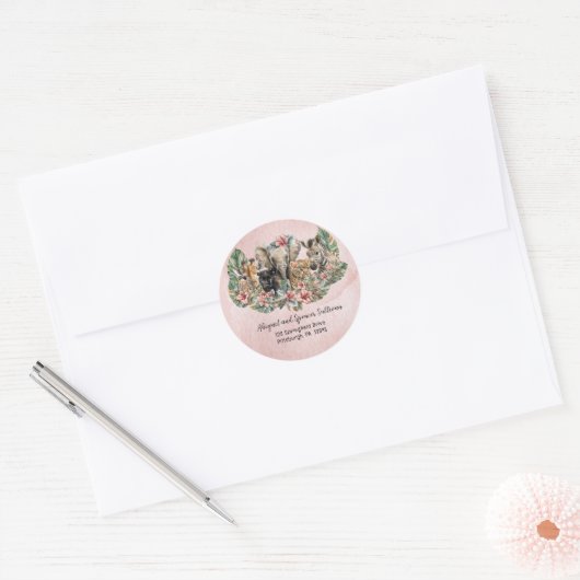 アニマルトロピカルサファリ差出人住所シール ラウンドシール (封筒)