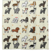 アニマルドッグラバーパピーおもしろい シャワーカーテン (正面)