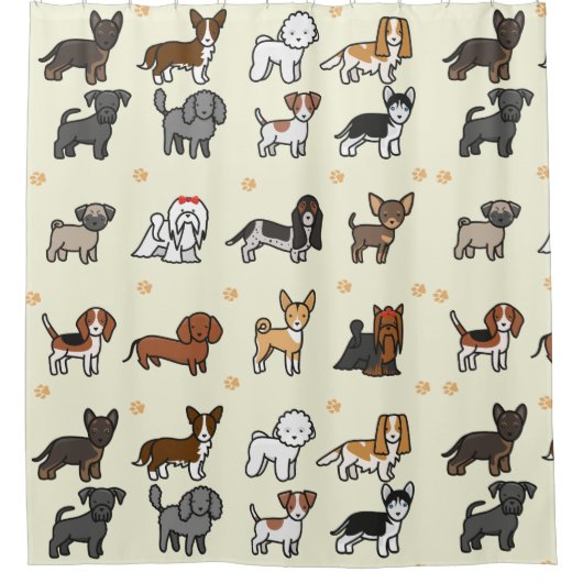 アニマルドッグラバーパピーおもしろい シャワーカーテン (正面)