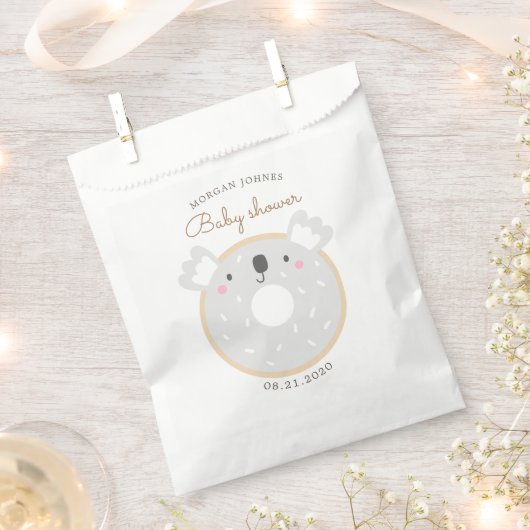 アニマルドーナツかわいい赤ちゃんシャワーモノグラム フェイバーバッグ (クリップ留めされた状態)