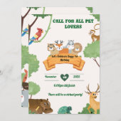 アニマルバースデーカードデザイン 招待状 (正面/裏面)