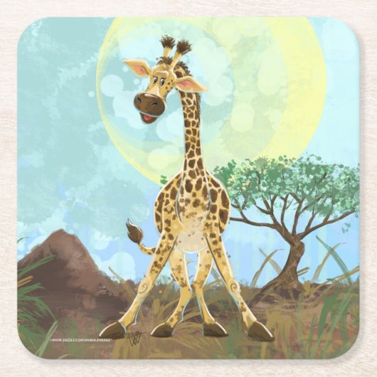 アニマルパレードキリン スクエアペーパーコースター (正面)