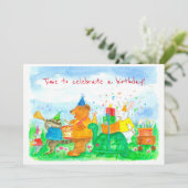 アニマルパレード子供の誕生日パーティの招待状 招待状 (スタンド正面)