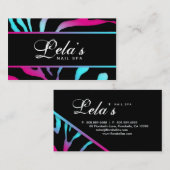 アニマルビジネスカードゼブラネイルサロンブルーピンク 名刺 (正面/裏面)