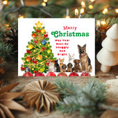 アニマルファミリークリスマスホリデーカード シーズンポストカード
