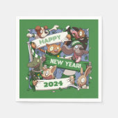 アニマルファンの新年おもしろい漫画を変える スタンダードカクテルナプキン (正面)