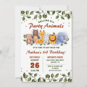 アニマルフレンズズビーズーパーティー緑化子供の誕生日 招待状 (正面)