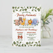 アニマルフレンズズビーズーパーティー緑化子供の誕生日 招待状 (スタンド正面)