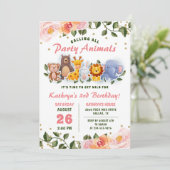 アニマルフレンズピンクフローラ緑誕生日 招待状 (スタンド正面)