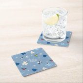 アニマルフレンズ「バイバディ」冬のパターン スクエアペーパーコースター (インサイチュ)