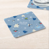 アニマルフレンズ「バイバディ」冬のパターン スクエアペーパーコースター (アングル)