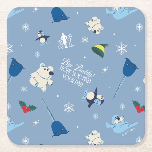 アニマルフレンズ「バイバディ」冬のパターン スクエアペーパーコースター (正面)