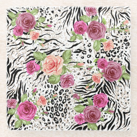 アニマルプリントが付いているパターン ガラスコースター (正面)