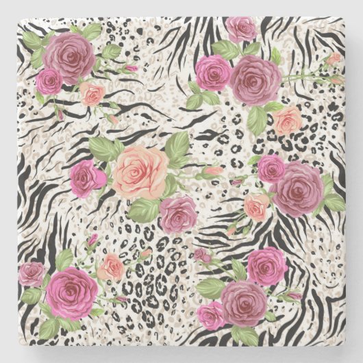 アニマルプリントが付いているパターン ストーンコースター (正面)