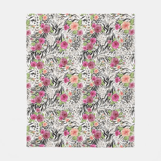 アニマルプリントが付いているパターン フリースブランケット (正面)