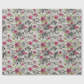 アニマルプリントとバラ ラッピングペーパー (フラット)