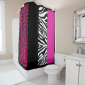 アニマルプリントのショッキングピンクのヒョウのシマウマのシャワー・カーテン シャワーカーテン (インサイチュ)