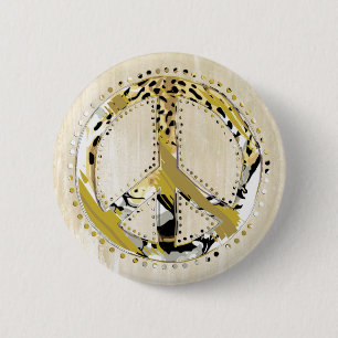 アニマルプリントのピースサインI + あなたのbackgr。 及びアイディア 缶バッジ