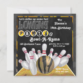 アニマルプリントのボーリングのパーティーの黒および黄色 招待状 (裏面)