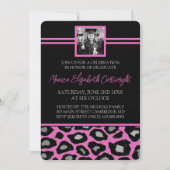 アニマルプリントの卒業発表[ピンク] 招待状 (正面)