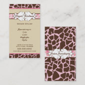 アニマルプリントの名刺: ピンク 名刺 (正面/裏面)