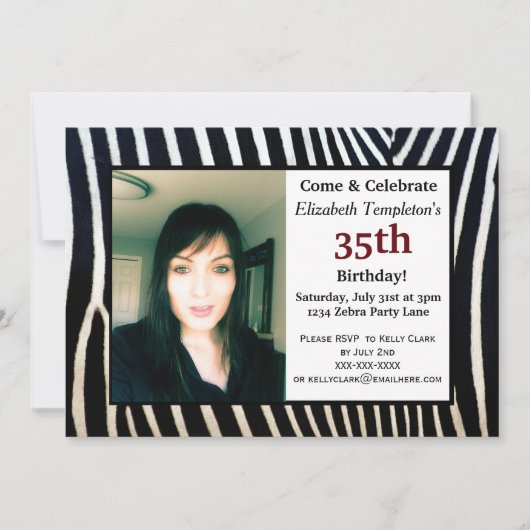 アニマルプリントの大人の誕生日の写真の招待状 招待状 (正面)