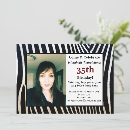 アニマルプリントの大人の誕生日の写真の招待状 招待状 (スタンド正面)