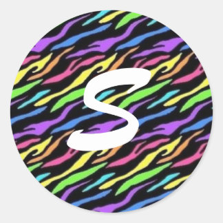 アニマルプリントアルファベットシール ラウンドシール