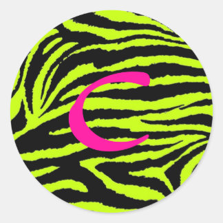 アニマルプリントアルファベットシール ラウンドシール