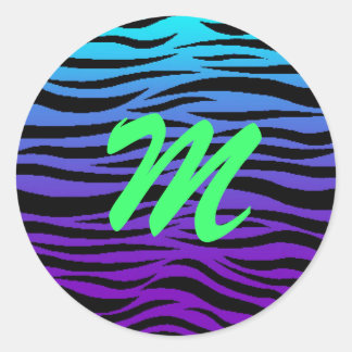 アニマルプリントアルファベットシール ラウンドシール