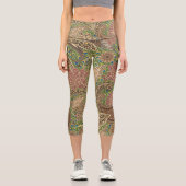 アニマルプリントウォームサンゴ金ゴールドファンタジーペイズリー カプリレギンス (正面)