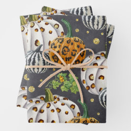 アニマルプリントオータムカボチャ ラッピングペーパーシート