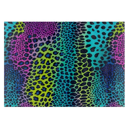 アニマルプリントカラフルアートの打ち切り盤 カッティングボード (正面)