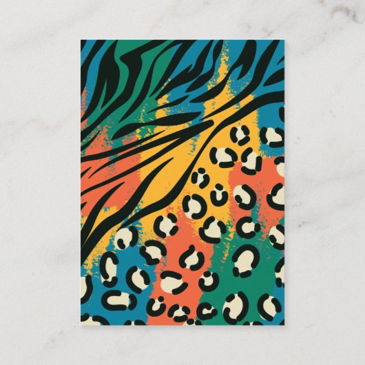 アニマルプリントカラフルイヤリングホルダー表示カード 名刺 (裏面)