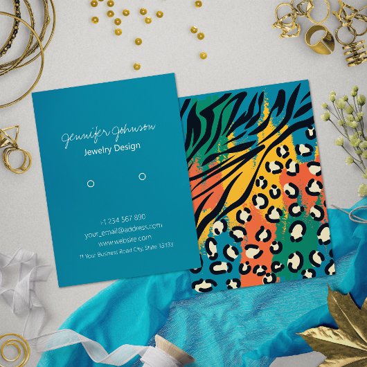 アニマルプリントカラフルイヤリングホルダー表示カード 名刺