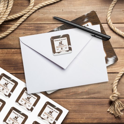 アニマルプリントキャトルスタンピードブラウン誕生日 スクエアシール