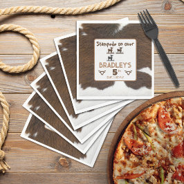 アニマルプリントキャトルスタンピードブラウン誕生日 スタンダードランチョンナプキン